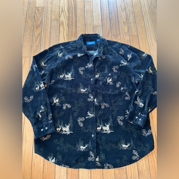 Vtg Natural Reflections Button Down Shirt Women’s Large Novelty Deer Outdoors - Picture 1 of 6